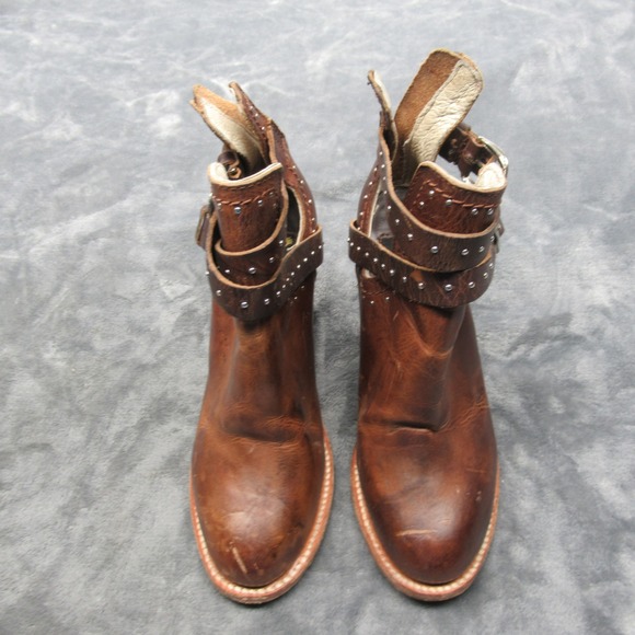 Freebird Womens‎ Boots 6 Rainbow Brown Western Studded Leather Ankle Booties - Picture 2 of 16